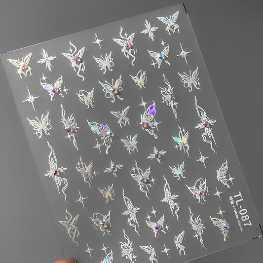 White Butterfly Speckles DIY Digicam Sticker