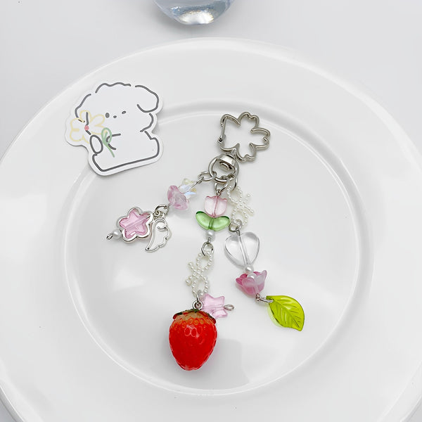 Strawberry Leaf Y2K Digi Keychain