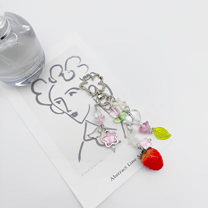 Strawberry Leaf Y2K Digi Keychain